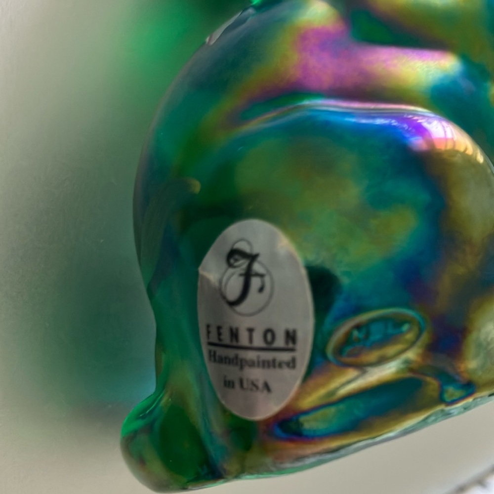 Fenton Green Cat Glass Figurine - Picture 2 of 8